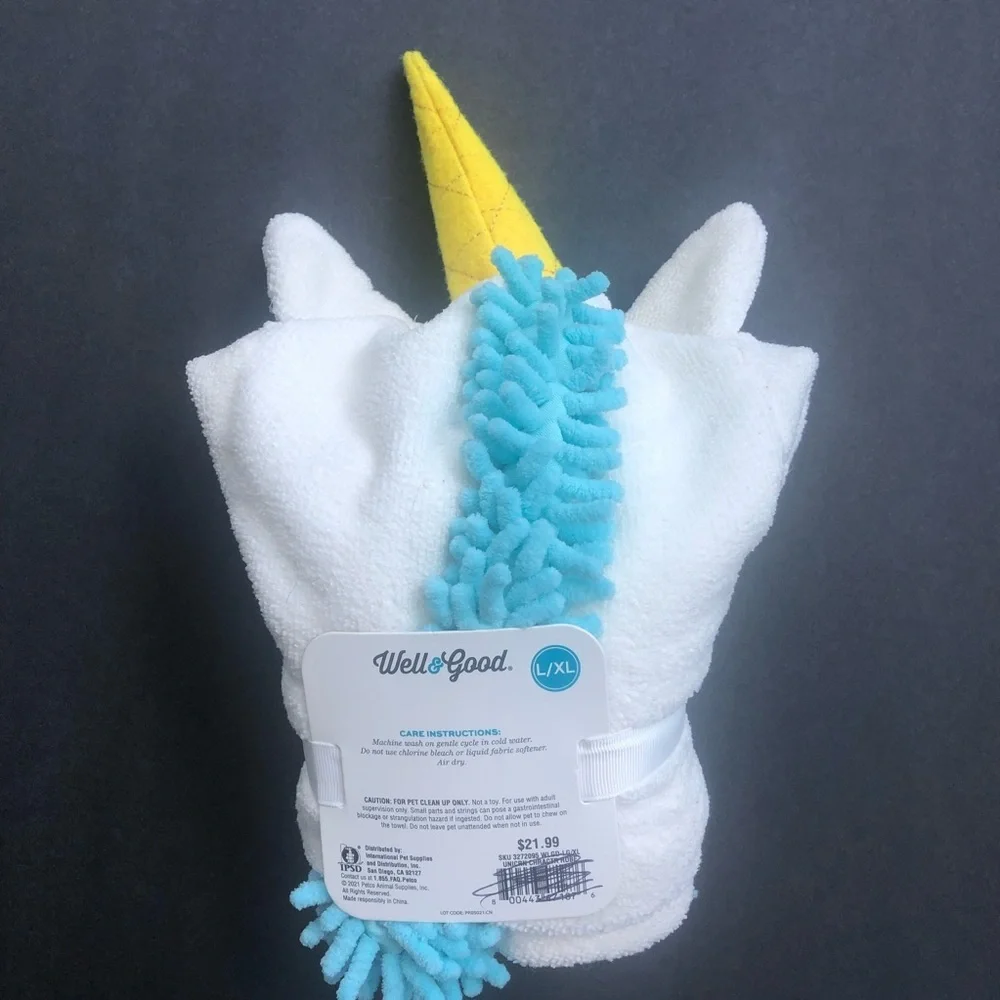 NWT Unicorn Dog Towel Fast Dry Well & Good L/XL